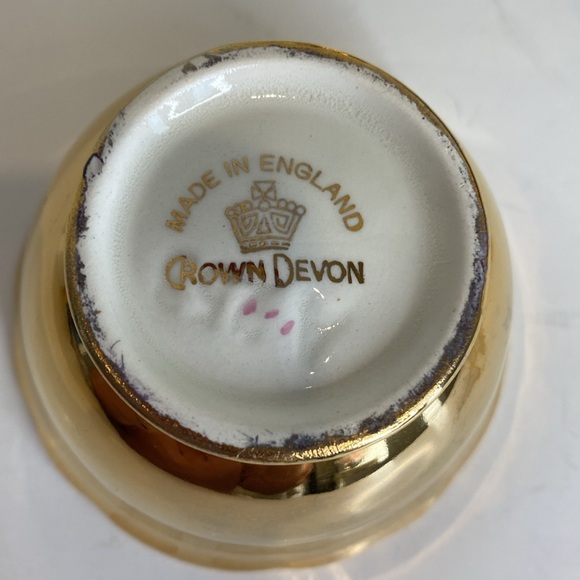 Vtg Crown Devon Porcelain Set of Mini Gold Cream, Sugar and Matching Tray China - Picture 13 of 14